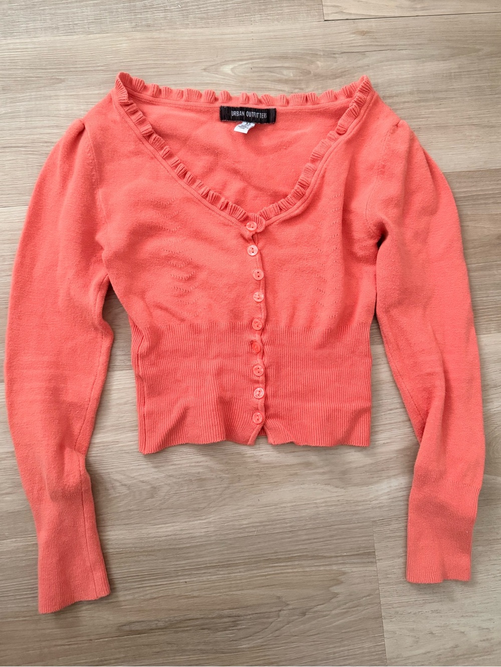 Urban outfitters XS coral pointelle cardigan top